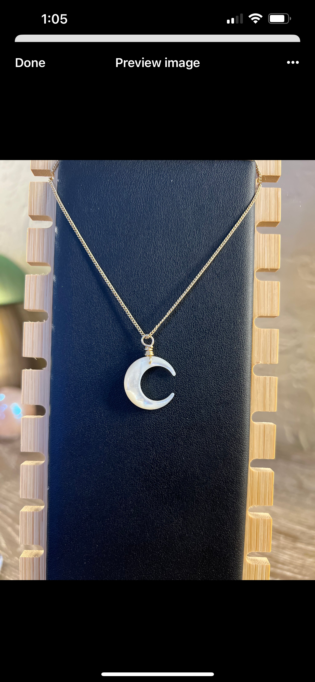 Black/Freshwater Pearl Moon Necklace