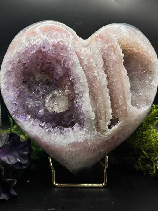 Purple and Pink Amethyst Heart w Agate