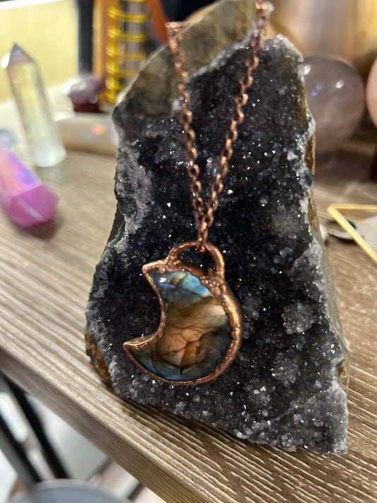 Electroformed Labradorite Moon