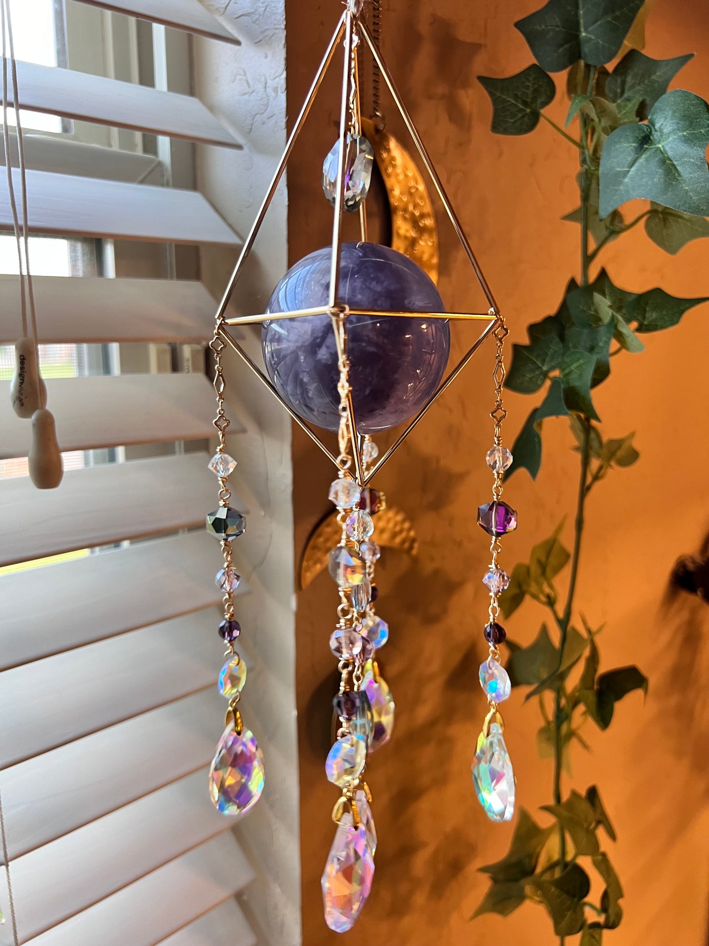 Smokey Fluorite Purple Suncatcher