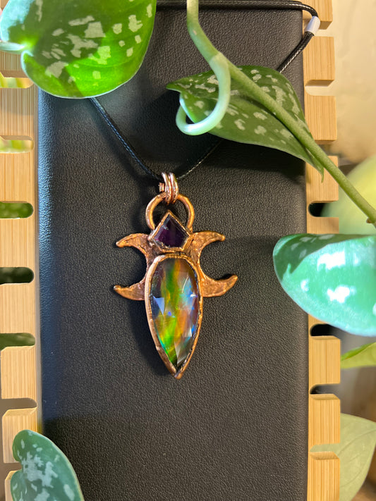 Amethyst and Aurora Copper Talisman